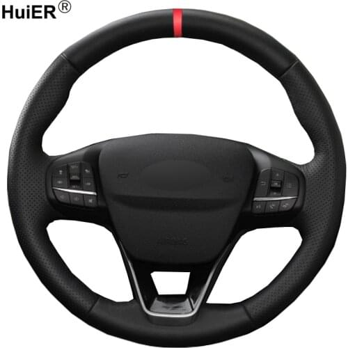 Hand Sewing Car Steering Wheel Cover For Ford Focus 4 2019 2020 Fiesta 17-19 Tourneo 2018 2019 New Focus Volant Stuurhoes Volant