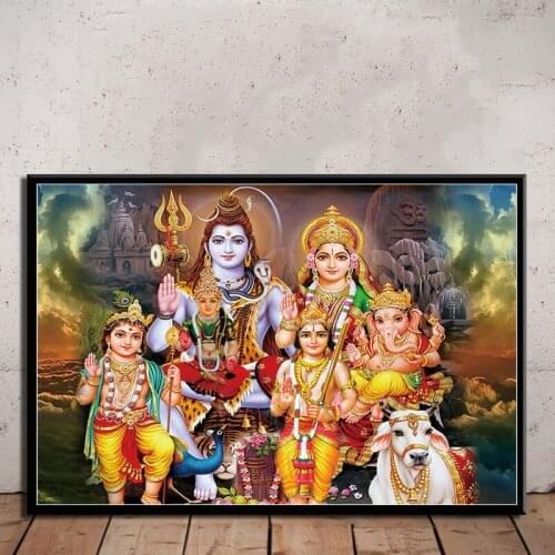Shiva Parvati Ganesha Indian Hindu God Figure Religious Diamond Painting DIY Embroidery Home Decorations Rhinestones Pictures