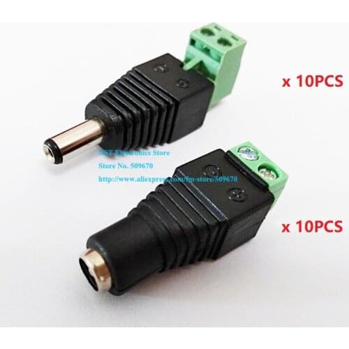 NCHTEK Male & Female 5.5*2.1mm 2.1mm DC Power Jack Adapter Plug Connector CCTV/Free shipping/10Pairs