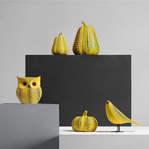 Nordic Resin Crafts Creative Pumpkin Ornaments Office Tabletop Figurines & Miniatures Fengshui New Home Decoration Accessories