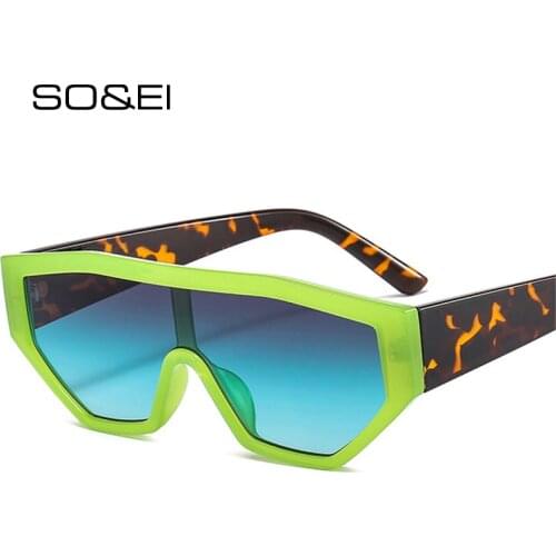 SO&EI Retro Colorful One Piece Cat Eye Women Sunglasses Fashion Gradient Eyewear Men Green Purple Sun Glasses Shades UV400