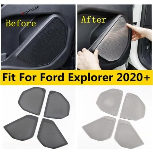 Car Side Door Stereo Speaker Audio Sound Loudspeaker Cover Trim Stainless Steel Interior Accessories For Ford Explorer 2020 2021