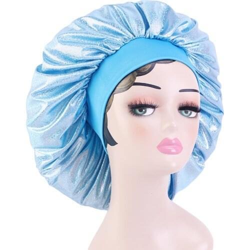 Styling Extra Large Hair Cap For Sleeping African Night Turban Printed Elastic Artificial Silk Chemo Bonnet Satin Round Hat