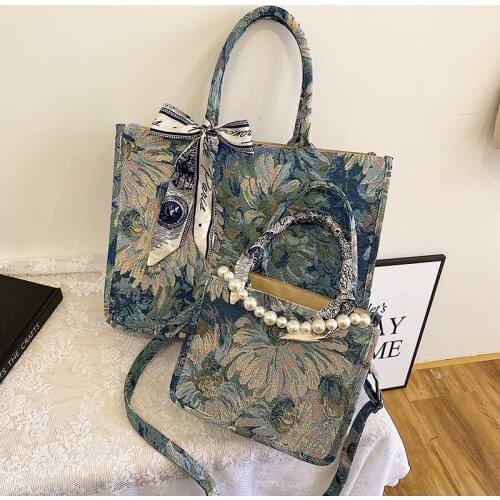 Colorful Fabric Large Capacity Shoulder Crossbody Bags For Women Luxury Designer Handbag 2021 Brand Big Shopper Tote Bags Female