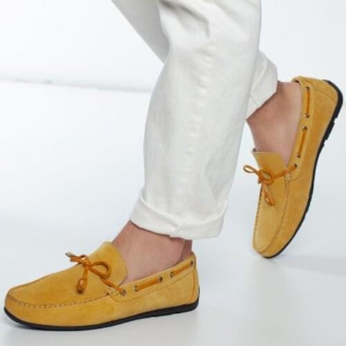 Tezcan Hakiki Deri 12221 Sarı Süet Driver Tipi Şık Davetlerin Vazgeçilmez Ayakkabısı Hava Alabilir Ve İndirim İle Satış