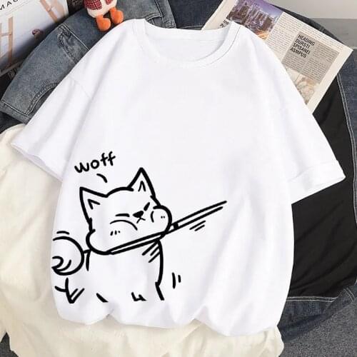 Cute Dog Printing Anime Harajuku T Shirt Street Kawaii Short Sleeve Woman T-shirts Loose Summer Women Oversized T-shirt Top Y2k