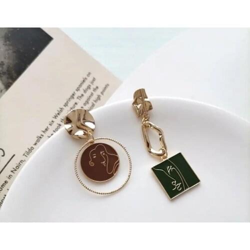 OEING Asymmetry Vintage Stud Earrings For Women 925 Sterling Silver Original Jewelry 2021 Trend New