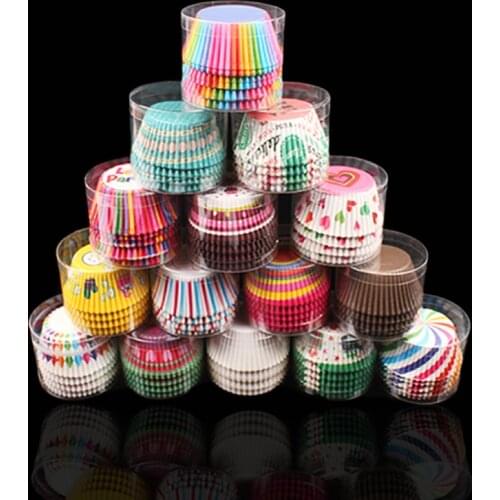 100pcs Cupcake Liner Cupcake Paper Baking Cup Muffin Cases Cake Mold Small Cake Box Cup Tray Decorating Tools Randomly Color