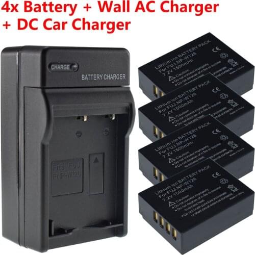 4x NP-W126 NPW126 Replacement Battery + Charger For FujiFilm HS30 HS33EXR X-PRO1 X-A7 X-A5 X-A3 X-A2 X-A1 X-E2 X-E1 X100F