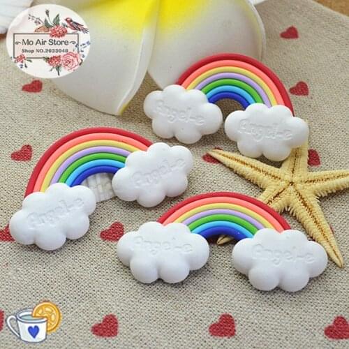 5PCS polymer clay hand made rainbow Flatback Cabochon Miniature Food Art Supply Decoration Charm DIY craft