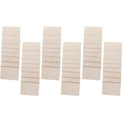 60Pcs Unfinished Rectangle Wood Sign Plaque Crafts Wooden Pieces Blank