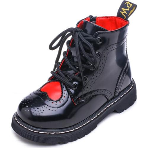 Girls Martin boots 2020 new autumn and winter childrens short boots British style little girl genuine leathersoft bottom