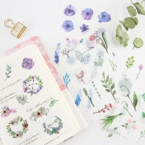 6pcs/pack flower plant grass Paper Stationery Sticker Cartoon For Planner Scrapbooking Diary decor sticky School Office Supplies
