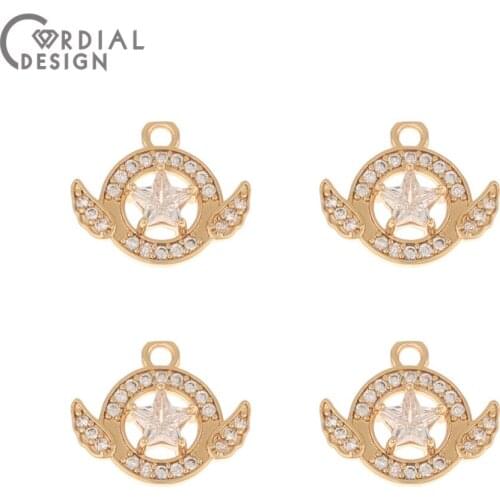 Cordial Design 50Pcs 13*15MM CZ Pendant/DIY Earrings Making/Jewelry Findings & Components/Hand Made/Charms/Jewelry Accessories
