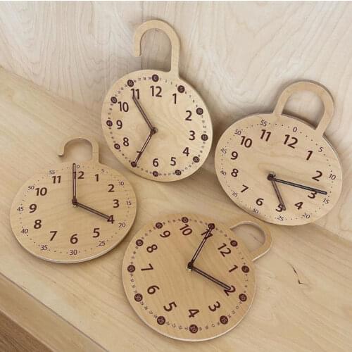 INS Wooden Mute Clocks Wall Hanging Ornament Homestay Bedside Table Clock Decorative Figurines Living Room Home Decor Photo Prop