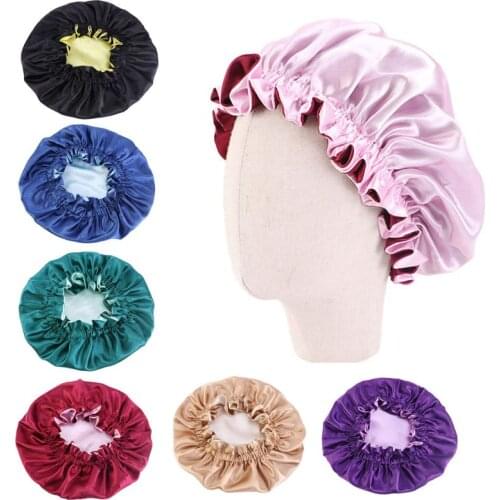 Baby Silky Satin Bonnet Adjustable Sleep Cap Girl Night Turban Children Headwear