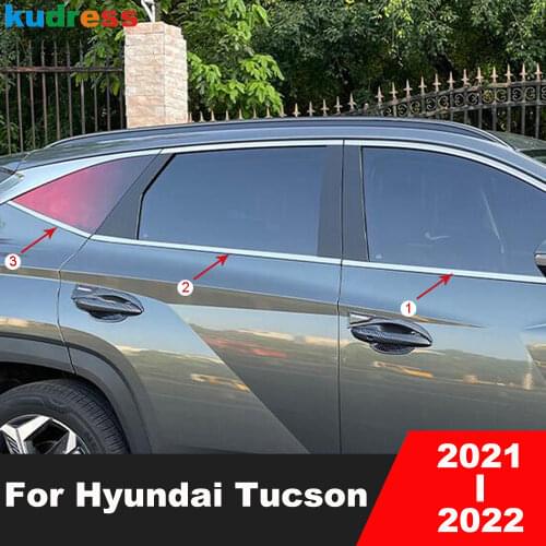 For Hyundai Tucson 2021 2022 Stainless Steel Bottom Window Trims Cover Decorative Moulding Strips Stickers Car Styling 6pcs