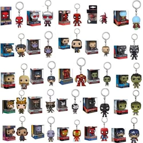 FUNKO Avengers 4: Endgame Captain Marvel Venom Deadpool Iron man Keychain Action Figures Toys for Children Christmas Gift