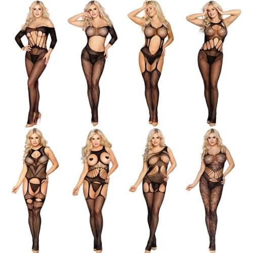 Europe And America Foreign Trade sex toys for womanSexy Camisole Hollow out Mesh Open File One-piece Silk Stockings