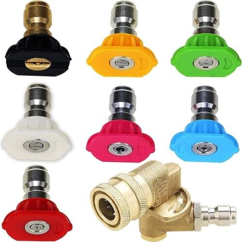 Pressure Washer Accessories Kit, 7 Power Washer Nozzle Tips, Quick Connecting Pivoting Coupler, 1/4 Inch, 8-Pack
