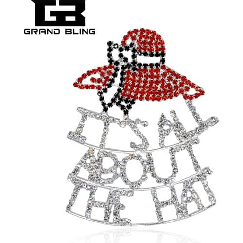 Red Hat Society Jewelry "ITS ALL ABOUT THE HAT" Rhinestone Word Brooch Pin