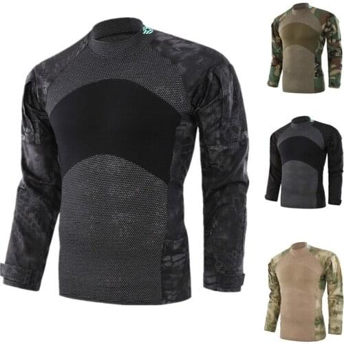 Mens Sport Breathable Quick-dry T-Shirt Army Military Tactical Tops Hiking Camping Spring Tees Camouflage Combat Sport T-Shirt