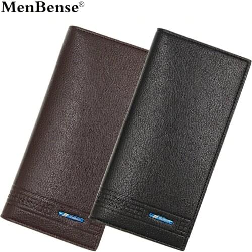 Menbense Bifold Long Male Wallets Phone Purse Slim Leather Purses Card Holder Clutch Coin Change Pocket Money Bag Wallet for Men