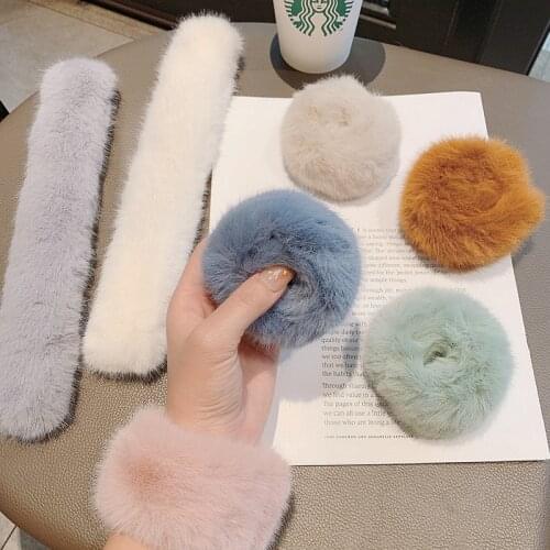 Autumn and Winter Plush Hair Ring Pop Wool Solid Girl Hair Accessoires Scrunchie Pack Women Fashion Srunchies Pack Slap Bracelet