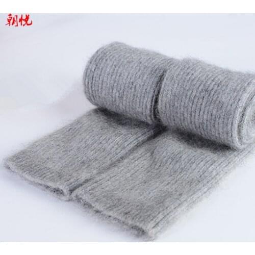 Autumn Winter Womens Mink Cashmere Arm Warmers Knitted Mink Cashmere Arm Sleeve Solid Superfine Long Knitted Fingerless Gloves