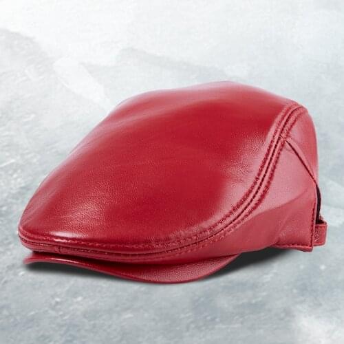 Autumn Winter Young Men Sheepskin Beret Hat Genuine Leather Thin Women Berets Cap Male Female Middle Age Fashionable Hats H6978