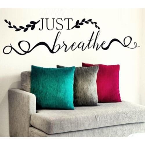 Just Breathe New Fashion Pattern Wall Stickers for Living Room Background Wallpaper Vinyl Decals Art Poster Quotes Murals K862