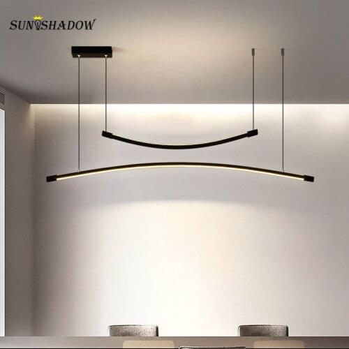 Simple Led Pendant Light Modern Black&Gold Chandelier Pendant Lamp for Dining room Kitchen Living room Lustre Led Home Hang Lamp