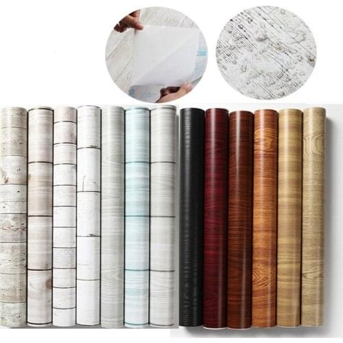 45cmX10mWaterproof PVC Vinyl Wood Grain Self adhesive Wallpaper Kitchen Wardrobe Cabinet Furniture Renovation Door Wall Stickers