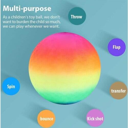 Rainbow Football Kids PVC Inflatable Toy Football Summer Beach Ball Jumping Ball for Indoor Outdoor Sport Backyard Park Beach