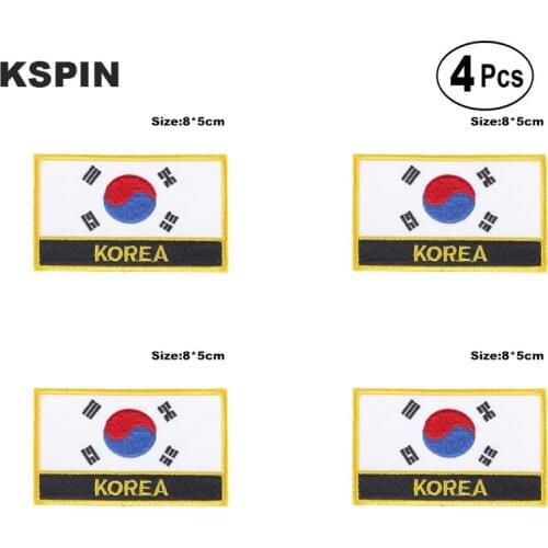 South Korea Rectangular Shape Flag Iron on Saw on Patches Embroidered Flag Patches National Flag Patches for Clothing