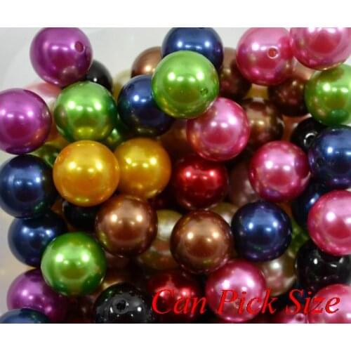 Uty45S mixed multicolor 4mm 6mm 8mm 10mm 20mm Imitation resin Loose Acrylic Pearl Beads For Chunky Kids Necklace