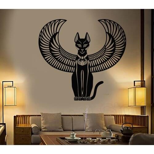 Bastet Vinyl Wall Sticker Decals Bedroom Decoration Ancient Egyptian Cat Goddess Of Egypt Wall Decal Mural Living Room D036