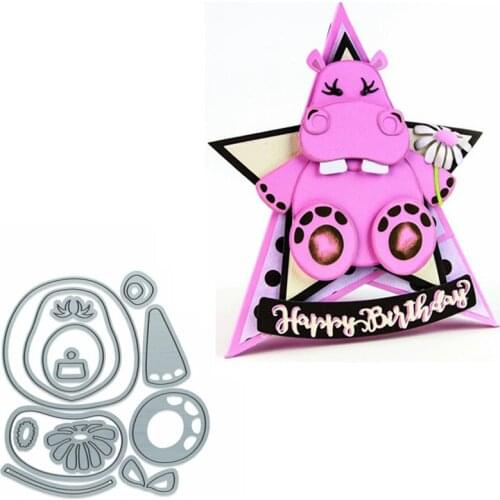 Adorable Hippo Die Cuts For Card Making Cute Hippo Metal Cutting Dies Stencils Decoration New 2019