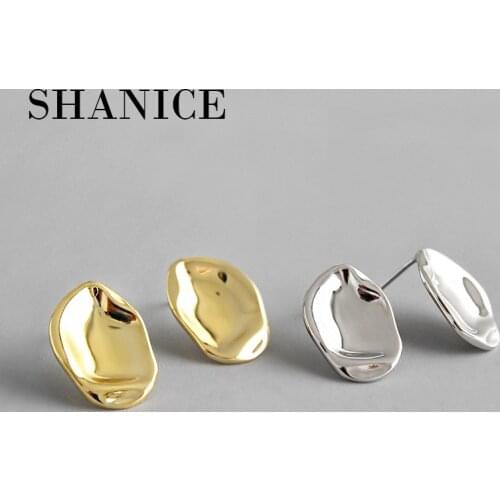 SHANICE 925 Sterling Silver Trendy Cute Earrings Fashion Jewelry Irregul FM-M surface Stud Earrings For Women Brincos Brinco