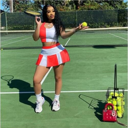 European And American Womens Sports Suit Fashion Leisure Sleeveless Slim Sports Suit 2021 Summer New Sexy Vest Culottes Two Sets