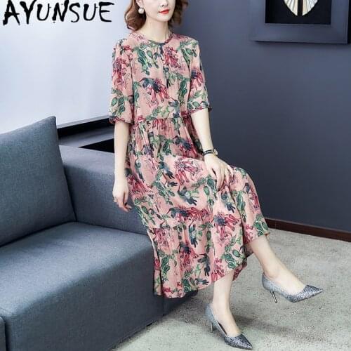 AYUNSUE Plus Size Dress Women Floral Beach Long Dress Elegant Flower Boho Party Dresses 2020 Vestidos Largos DY304306 KJ4355