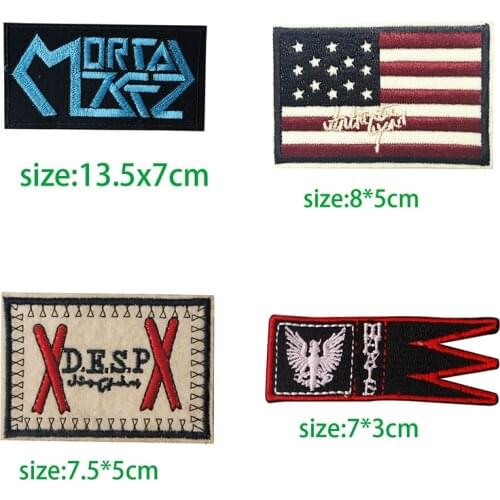 1PCS Color English Alphabet Rectangle Embroidery Patches for Clothing Stripes Written Words Sticker Clothes Letters Badges