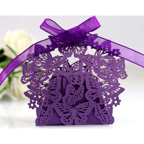 10/50/100pcs Butterfly Candy Box Baby Shower Decoration Laser Cut Paper Party Supplies Treat Wedding Royal Prince Bitrhday Gifts