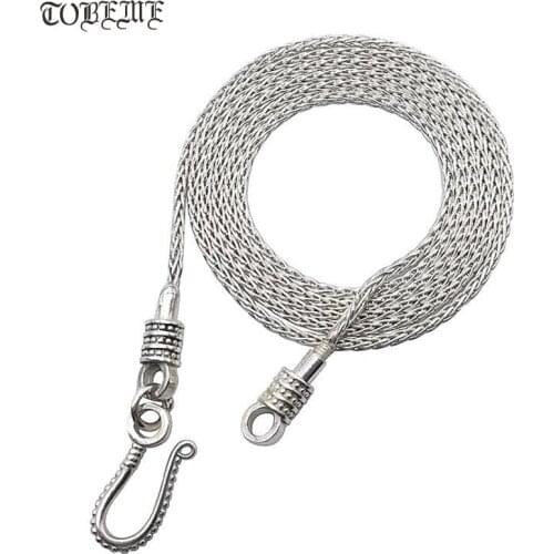 100% 925 Silver Pendant-Necklace 925 Sterling Necklace Vintage Thai Silver Necklace Unisex Horsewhip Necklace