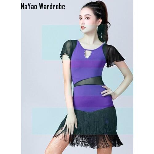 2021 CM096 Tassel Patchwork Design Female Latin Dance Dress Women Performance Costume Latin Ballroom Dresses Latino Dancewear