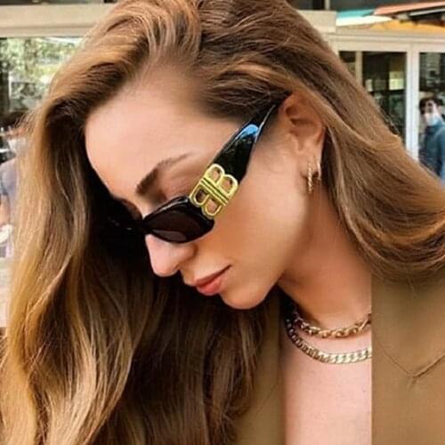 2021 Luxury Brand Designer Fashion Small Square Frame Sunglasses Retro Sunglasses Ladies Personality Male B Letter Glasses UV400