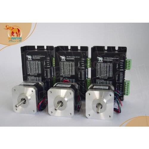 Wantai 3 Axis 42BYGHW609 CNC Nema 17 Stepper Motor 4000g.cm,1.7A and DQ420MA Digital Driver 36VDC/1.7A/ 128Mic Mill