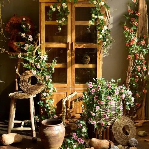 39 heads Rose Vines Artificial Flowers String Wall Hanging Climbing Floral Landscaping Home Wedding Decoration