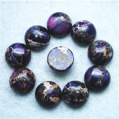 8PCS Nature Imperial Jaspers Stone Cabochons Round Shape Purple Colors Size 10MM Beads Cabs DIY Jewelry Findings