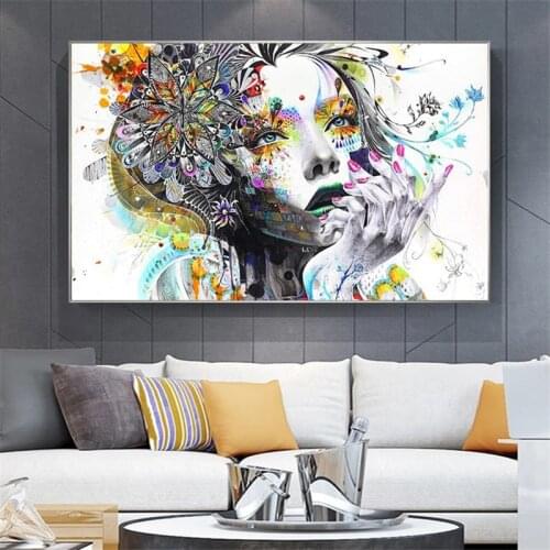 Abstract Graffiti Art Canvas Paintings On the Wall Art Posters And Prints Flowers Woman Street Art Pictures Home Wall Decoration